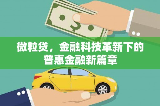 崇州微粒贷，金融科技革新下的普惠金融新篇章