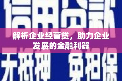 崇州解析企业经营贷，助力企业发展的金融利器