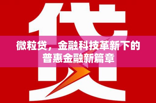 崇州微粒贷，金融科技革新下的普惠金融新篇章
