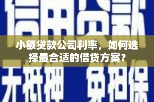 崇州小额贷款公司利率，如何选择最合适的借贷方案？
