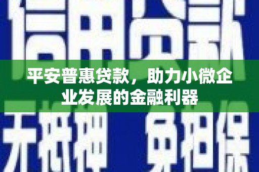 崇州平安普惠贷款，助力小微企业发展的金融利器